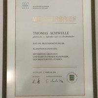 Klempner-Meisterbrief von Thomas Schwelle